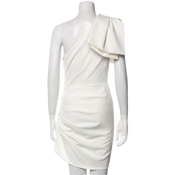 Bronx and Banc Stella Blanc Ruched Mini Dress w/ Bow Medium - Picture 3 of 4